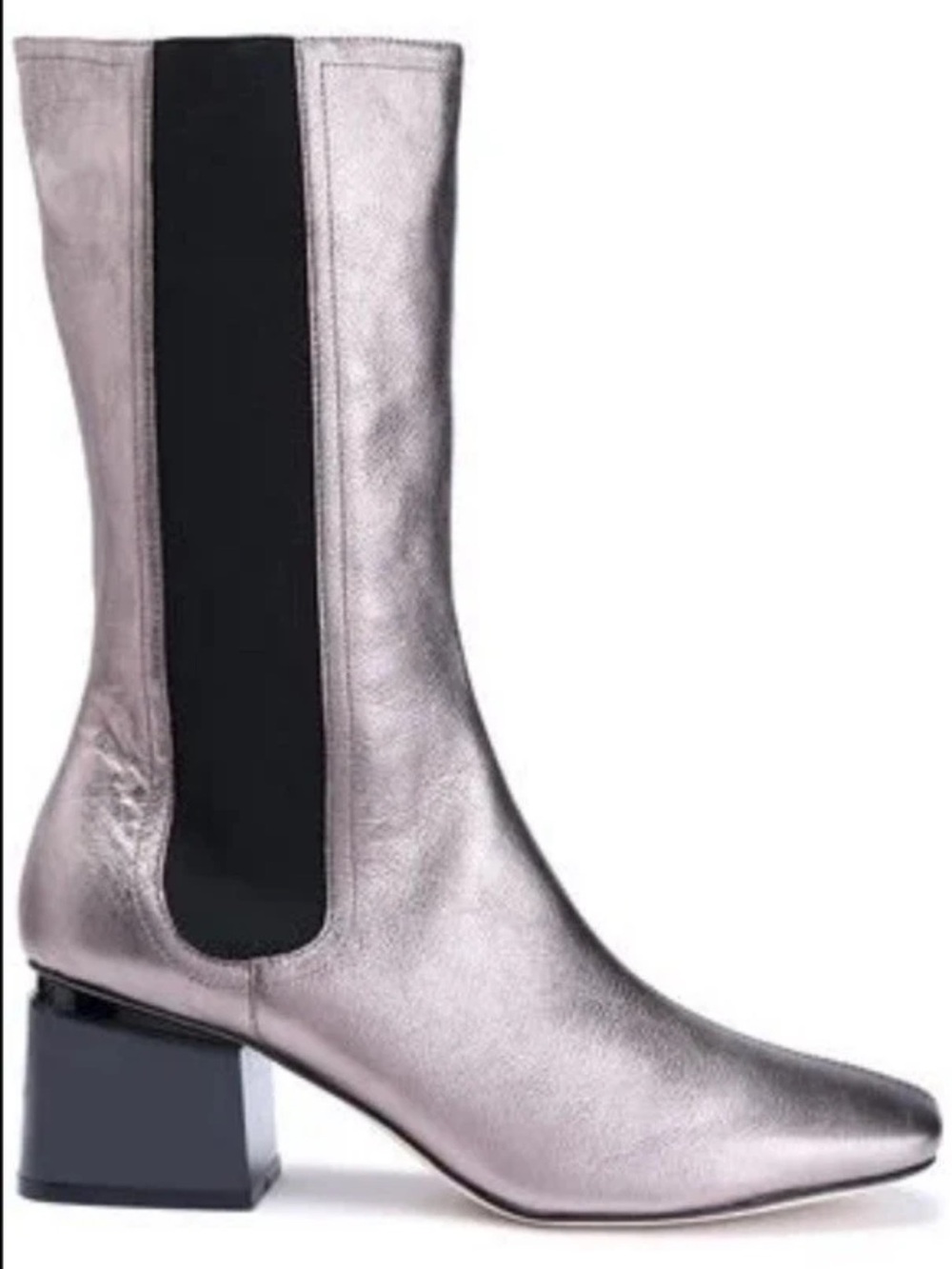 Sigerson Morrison Eartha Metallic Chunky Fashion Boots Mid Calf Womens Sz 9.5